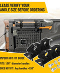 Heavy Duty Bed Rail Mount Brackets For Toyota Tacoma Truck Shovel Axe Tool Holder mounted with tools on truck bed.