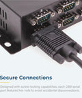 Heavy Duty 8 Port USB To RS232 Serial Adapter With FTDI Chip For Up To 921.6Kbps showing secure DB9 connections and cable.
