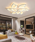 Modern LED Ceiling Light Dimmable Flower Petal Flush Mount Fixture Nine Head White Acrylic Petals 70W in living room