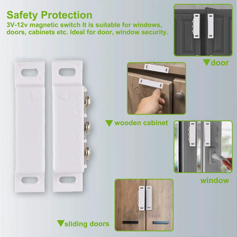 Magnetic Reed Switch NC NO Proximity Sensor For Door Alarm And Window Safety DC 5V 12V 24V Compatibility White ABS Mount
