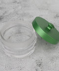 Watch Movement Oil Washing Jar For Repair Pros, Glass Container with Open Green Lid