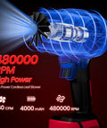 Cordless Leaf Blower 560 CFM Handheld Electric Leaf Blower For Lawn Care Portable With Dual 21V 4.0Ah Batteries And Charger