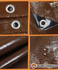 Close-up of Brown Tarp 20x30 Feet 10 Mil Waterproof Poly Tarp With UV Resistant, Tear Resistant and metal grommets