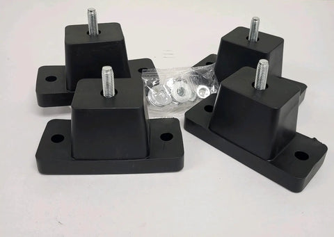 Heavy Duty Natural Rubber Anti Vibration Mounts For Ductless Mini Split Condensing Unit With All Stainless Steel Hardware Pack Of Four, showing rubber mounts and washers.