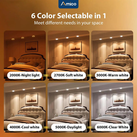 Level Up Your Lighting Game With These Slick 5CCT Led Retrofit Recessed Can Lights Featuring A Chill Night Light Mode And Warm Golden Glow Inside A Foolproof 12 Pack Kit For Instant Ceiling Setup