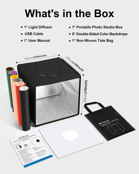 Compact Mini Photo Studio Light Box With 104 LED Beads Fast No-Fuss Setup Photography Tent Kit with accessories displayed