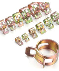 Rock Solid Assorted Worm Drive Hose Clamp Kit With 230 Pieces For Silicone Hoses And Water Pipelines That Adjust Perfectly To Fasten Pipe Joints Securely Without Any Shifting Or Leaks On All Kinds Of Air Tubes. Assorted metal worm drive hose clamps