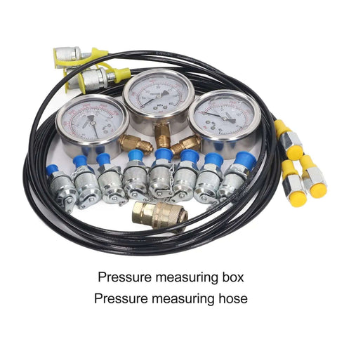 Top Rated High Pressure Tester Kit With Easy Install Flexible Tube And 8 Couplings For Excavators Pump Testing Up To 60MPa Gauge Accuracy, 3 gauges