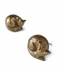 Antique Brass Cabinet Knob And Pull Set For Cabinets And Dressers, Animal Woodland Style Kitchen Knobs, Easy Install With Included Bolts, Rust Resistant Hardware, Two Pack, fox-shaped knob