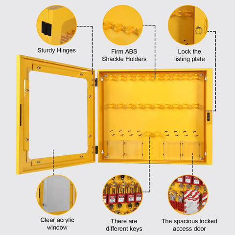 Built Tough Lockout Tagout Loto Station With 20 Heavy Duty Padlocks And 6 Steel Hasps Plus 60 Warning Tags For Bulletproof Industrial Electrical Job Site Safety Management