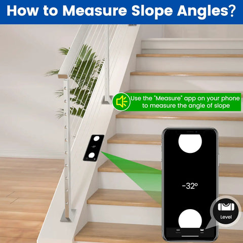 How to measure slope angles with app for Slope Cable Railing Post 36 Inch For 25 To 40 Degree Slopes Brushed T304 Stainless Steel Cable.