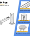 M6 x 20mm Single Hole Clevis Pins In 304 Stainless Steel, Flat Head Hitch Pins For Trailer Latches, 20 Pack, product view