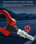 Heavy Duty Car Front Bumper Tow Hook Forged Steel Towing Pull Ring European Thread Screws On Mount close-up with safety lock feature