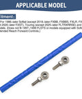 Adjustable Shift Linkage Rod For 1986 And Up Touring Softail Trike Ride Ready Fits Road King Road Glide Street Glide Electra Glide FXLRS Fat Boy Breakout Night Train Blue, blue anodized rod with heim joints
