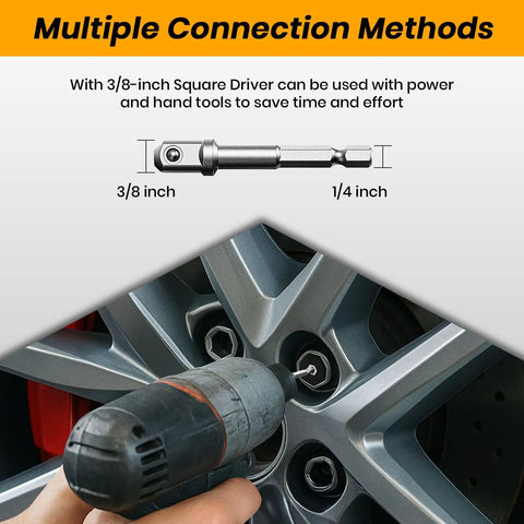 Impact Bolt And Nut Remover Set Pro Grade Fourteen Piece Bolt Extractor Tool Kit includes 3/8 inch drive socket driver in use