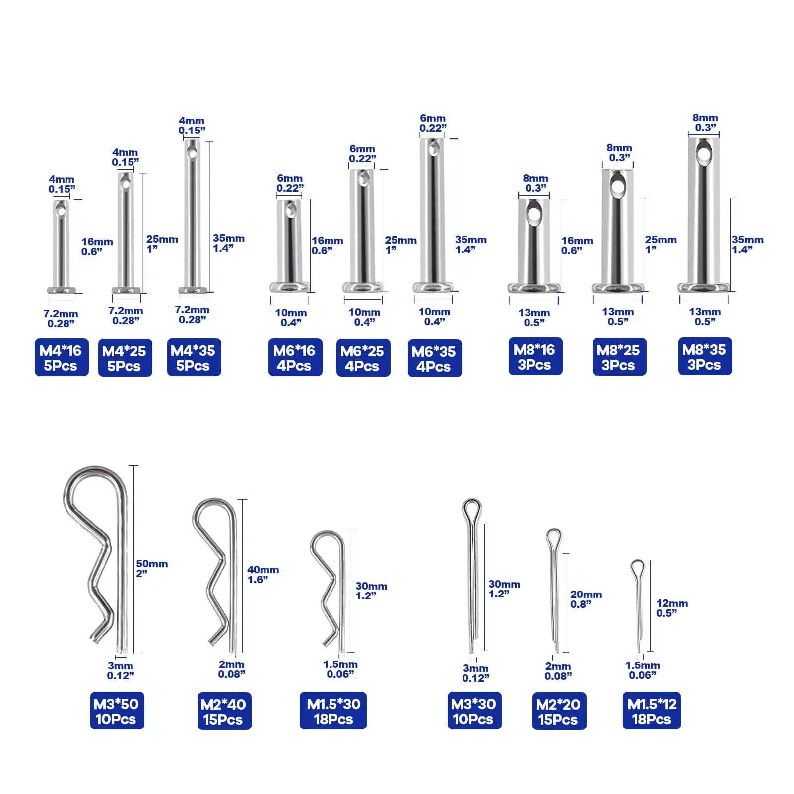 Zinc Cotter Pin Kit 122 Piece for DIY Repairs ✓