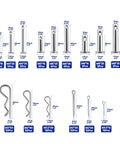 122 Piece Cotter Pin Kit with Hair Pins Clevis Pins R Clips and Hitch Pins Zinc Plated for Trailers Latches and Equipment