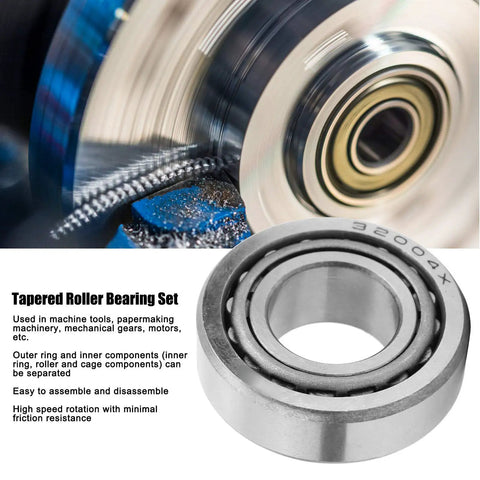 Four Piece Separable Tapered Roller Bearing Kit Model 32004 2007104E Steel Heavy Duty Mechanical Bearing Replacement For Machine Tools Drive Motors Transmission Gear Equipment, 32004 steel bearing