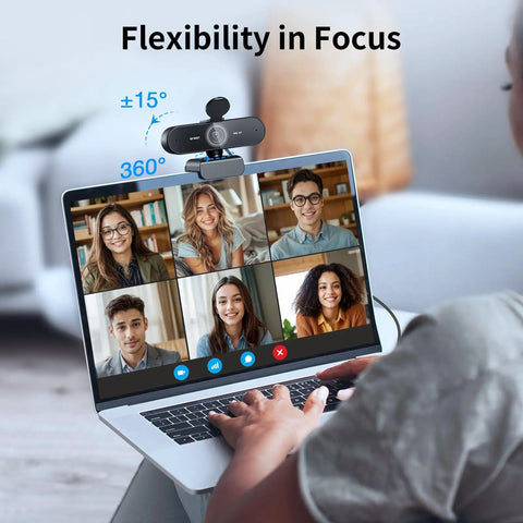 Hassle Free 4K Webcam For PC With Smart Optical Tracking And Dual Noise Cutting Mics Plug And Play Streaming Gear streaming video call on laptop.