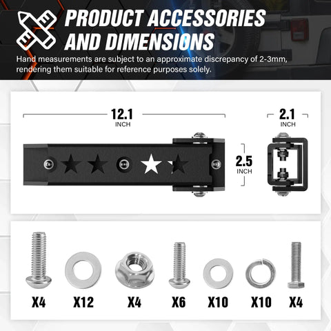 Tough As Nails Steel Tailgate Hinge Set Heavy Duty Reinforced Rear Door Brackets dimensions and included hardware for Jeep Wrangler