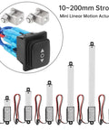Compact 12V Micro Linear Actuator With 50mm Stroke, 30mm Per Second Travel Speed, 32N Load, Waterproof Switch, Mounting Bracket