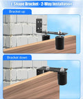 3 Inch Adjustable Sliding Gate Guide Roller Set With Built To Last Silent Nylon Wheels And Solid Steel Brackets For Roll Up Barn Garage And Patio Doors Now installed on wooden door showing L-shape bracket two-way installation.