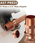 Heavy Duty Copper Press Fittings Kit Twelve Pack Three Quarter Inch Copper Press to Three Quarter Inch Male NPT Adapters
