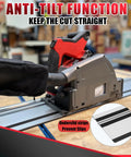 Heavy Duty Aluminum Track Saw Guide Rail For Precision Woodworking and Smooth As Butter Glide Cuts With Laser Etched Markers and Dead Reliable Quick Lock Clamps For Serious DIY Craftsmen mounted with anti-tilt function.