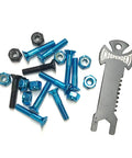 Genuine Skateboard Hardware With Tool 1 Inch Phillips Bolts And Nuts Blue Black Eight Pack For Trucks With Cross Logo Heads