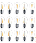 Ambience PRO Replacement LED Bulbs For Outdoor String Lights, 2 Watt Vintage Edison LEDs, 15 Pack