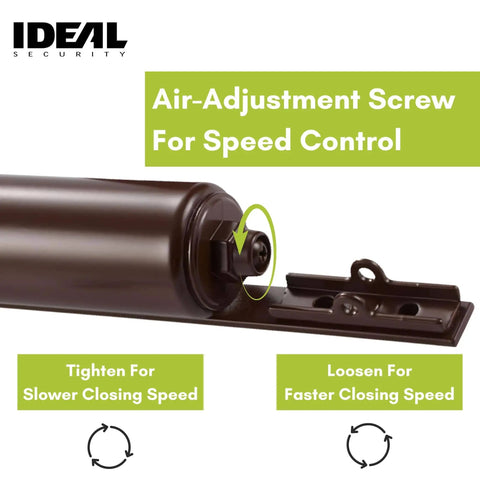 Beefy Heavy Duty Pneumatic Storm And Screen Door Closer With Torsion Bar Brown Finish Model SK3015 air-adjustment screw