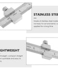 Stainless Steel Ruler With Clip Stopper, Precision Machinist Straight Edge, Metric And Standard Scale shown with clip mechanism