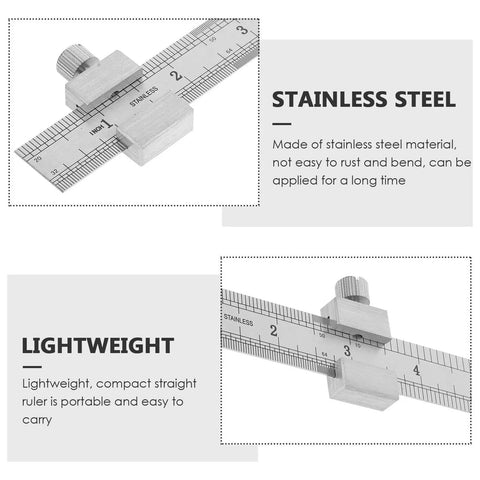 Stainless Steel Ruler With Clip Stopper, Precision Machinist Straight Edge, Metric And Standard Scale shown with clip mechanism