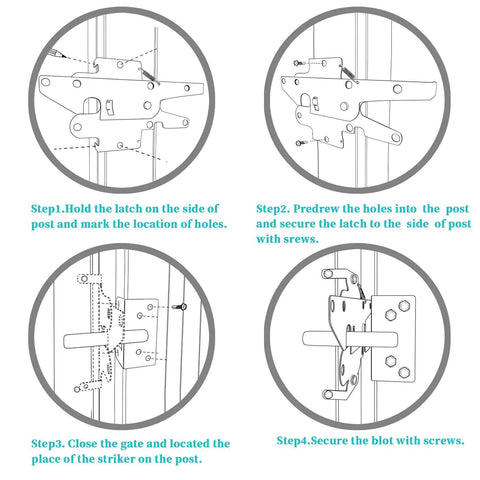 Heavy Duty Gate Latch With Post Mount Automatic Self Closing Door Latch installation steps for Wooden and Vinyl Fences