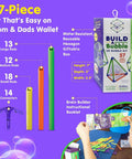 57-piece 3D Bubble Maker Kit for Kids 8 and Up, rods, connectors, and hexagon box, enhancing STEAM skills indoors.