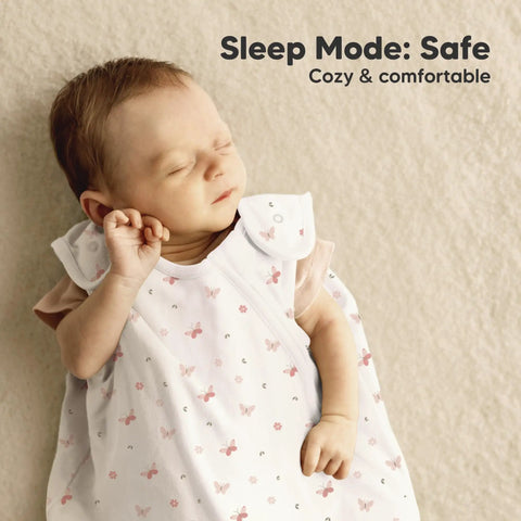 Baby sleeping in Two Pack Organic Cotton Baby Sleep Sacks 0.5 TOG For 6 To 18 Months Butterflies Pattern Wearable Blanket