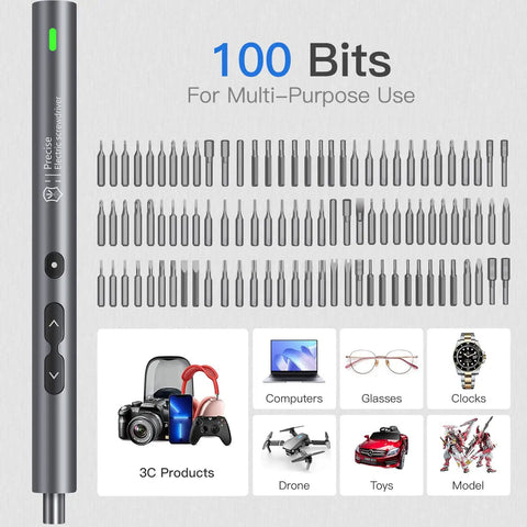 Mini Electric Screwdriver Set 120 In 1 Portable Cordless Power Kit with 100 Precision Bits and LED Light for Phone Watch Camera Laptop Repairs