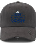 Lightweight Breathable Mens Baseball Hat For All Season Comfort Dark Grey Cap With Soft Fit Perfect For Running Hiking Cycling Walking And Everyday Cool Active Style On The Go displaying 'No Crying on the Yacht' slogan.