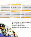 No Sweat Electronics Tinkerer Kit 1400 Piece Beginner Starter Pack with precision metal resistors on a white surface.
