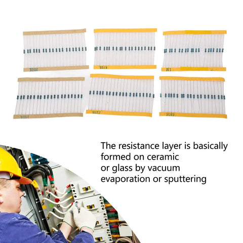 No Sweat Electronics Tinkerer Kit 1400 Piece Beginner Starter Pack with precision metal resistors on a white surface.
