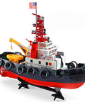 Dope Seaport Style RC Tug Boat With Water Sprayer 2.4GHz Remote Control Harbor Fire Rescue Ship with detailed deck and life raft