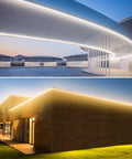 Outdoor installations with 4.92ft Power Cord Connector Kit For 8x16mm LED Neon Rope Light Not RGB Compatible, illuminating modern architecture
