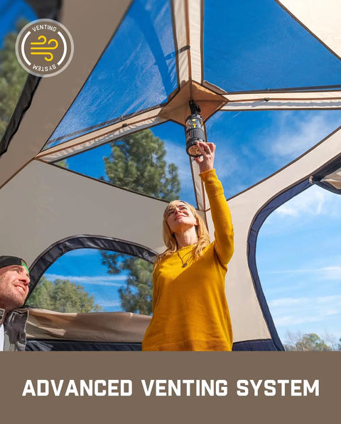 Interior view of the 4 Person Instant Cabin Tent That Pops Up in 60 Seconds with Rainfly, showcasing advanced venting system.
