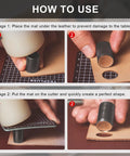 Instructions for using Leather Circle Cutter Set 31 Piece Circle Punch Kit With 1mm To 55mm Holes in leather crafting.