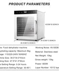 Heavy Hitter Electric Food Dehydrator With Slick Stainless Racks And Big Twelve Tier Capacity For Drying Fruit Meat Herbs Quick And Easy At Home Or Market Stalls with digital display.