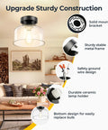 Solid Fit Clear Glass Semi Flush Mount Ceiling Light With Heavy Duty Metal Frame And Matte Black Finish Built To Last Great For Hallway Kitchen Or Bedroom Modern Farmhouse Decor That Really Sets The Vibe Bulbs Not Included, showcasing sturdy construction and design features.