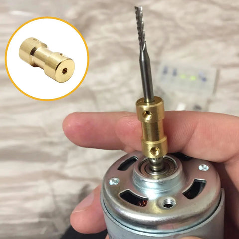 Installing Brass Shaft Coupling Connectors Set For 3D Printers 2Mm To 2Mm With M3 Thread on motor shaft with tool in hand