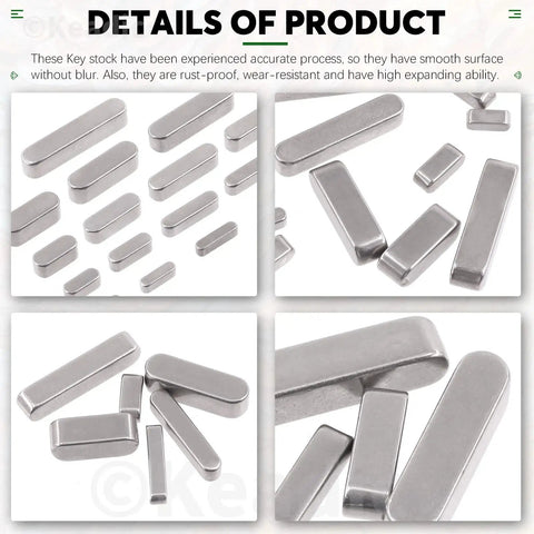Heavy Duty Pro Grade 140Pcs Feather Keys And Woodruff Key Set 16 Sizes with rounded ends for industrial use