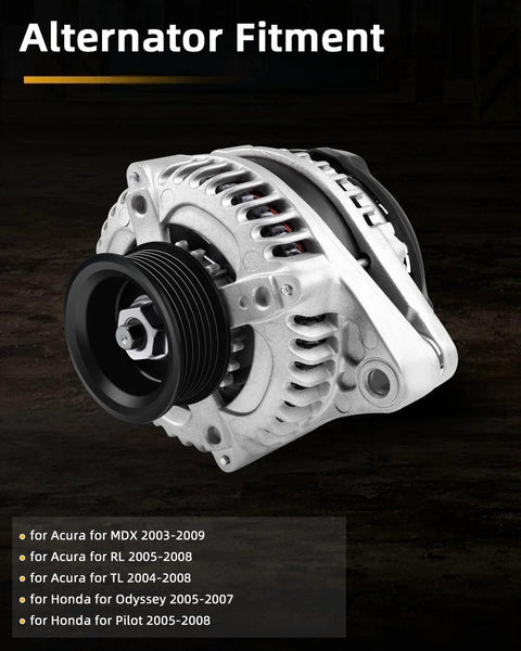 Alternator Replacement For Acura MDX RL TL Honda Odyssey Pilot Ridgeline 12V 130A Clockwise Rotation IR Regulator IF Fan Ready