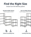 Four-Shelf Steel Wire Garage Storage Shelves Heavy Duty With Adjustable Metal Unit, Each Shelf Holds Up To 200 Lbs, 800 Lbs Total Capacity, 23.2 In Wide By 48 In High By 13.4 In Deep, Black, Ideal For Tools, Gear And Supplies In Workshop Or Garage. size options